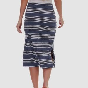 Patagonia Amber Dawn Blue White Striped Pencil Organic Cotton Skirt Size Small